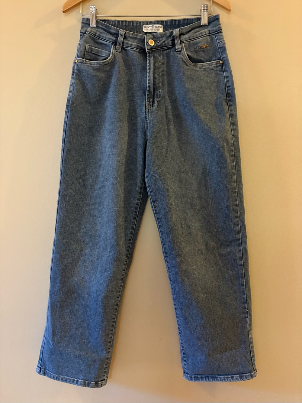 Trixy High Rise Straight Leg Blue Denim Jeans Size, Sz 32.